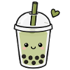 Cute Kawaii Matcha Boba Tea