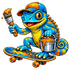 Chameleon on skateboard