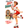 50s Diner Pin-Up auf Rollschuhen