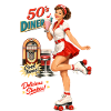 50s Diner Pin-Up on Roller Skates