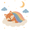 Sleeping fox under the rainbow