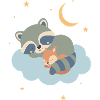Raccoon and squirrel sleeping