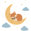 Cute fox sleeping on the moon