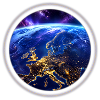 Earth from space with neon ring
