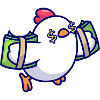 Cash Chick Mascot with Dollar Eyes