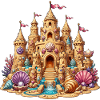 Beach sandcastle with shells