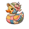 Patchwork Duck with Flower Hat