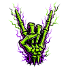 Neon Skeleton Hand Skirt Sign