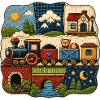 Children's Train Landscape Motif