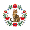Bengal Cat Embroidery Wreath