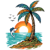Sunset Island Palm Tree And Sea