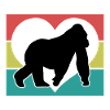 Retro Monkey Silhouette Heart