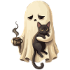 Ghost cat with coffee cup