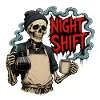 Night Shift Coffee – Barista-Skelett Nachtschicht