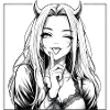 Demonic manga diva with horns