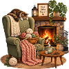 Kuschelige Strickzeit am Kamin stricken Handarbeit