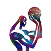 Basketballspieler in farbenfroher Abstraktion