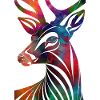 Bunte, abstrakte Hirsche
