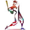 Farbiger Baseballspieler: Dynamischer Schwung