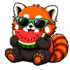 Panda rouge avec pastèque