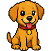 Chiot Pixel avec ruban rouge