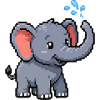 Pixel Elephant with Bubbles
