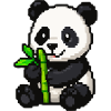 Pixel Panda with Bamboo