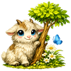 Chèvre câline avec papillon