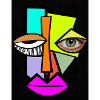 Neon Geometric Face Pop Art