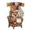 Müde Eule mit Kaffee