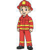 Pompier enfant cartoon rouge