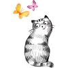 Katze mit Schmetterlingen – Skizzen-Design