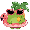 Sommerlicher Frosch mit Sonnenbrille und Flamingo 