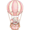 Bébé éléphant en montgolfière rose
