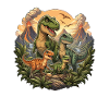 Dino Familie im Vulkanwald