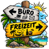 Büro vs Freizeit Schild