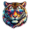 Psychedelischer Tiger mit Sonnenbrille