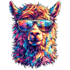 Lama in Neon-Sonnenbrille