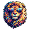 Neon-Löwe mit Sonnenbrille
