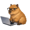 Capybara am Laptop