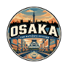 Retro Osaka Dotonbori Reiseabzeichen