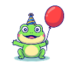 Partyfrosch mit Ballon