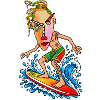 Surfer Karikatur Wellenheld
