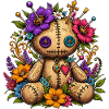 Blumenvoodoopuppe mit Nähstichen