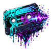 Neon Cassette Glitch Art