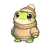 Kuschelfrosch im Winterpullover