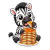 Zebra mit Pancakes Lustiger Cartoon