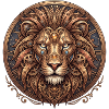 Steampunk-Löwe im Zahnradkreis