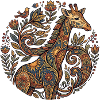 Ornamental giraffe with flower pattern