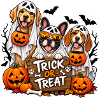 Halloween-Hunde Süßes oder Saures